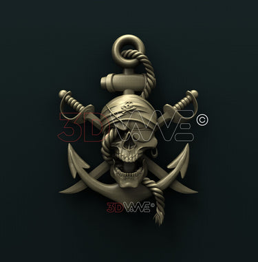 SKULL AT ANCHOR 3D STL 3DWave